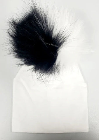 White and Black Pompom Hat