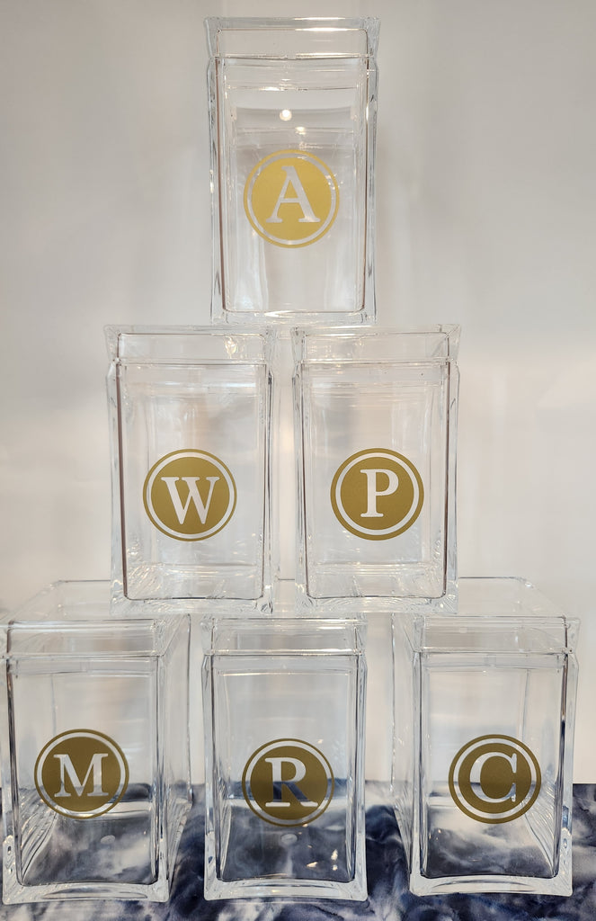 Monogrammed lucite round cookie Jars with cover – The Perfect Gift NJ