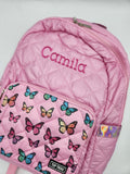 Puffer backpack with butterfly pocket