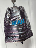 Gunmetal Puffer Sling Cinch Bags w/ Grey Black Split Star Straps