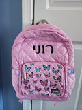 Puffer backpack with butterfly pocket