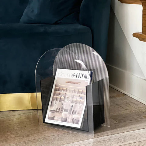 Black and Clear Lucite Magazine Rack