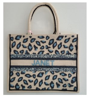 Personalized Leopard Tote Bag - White
