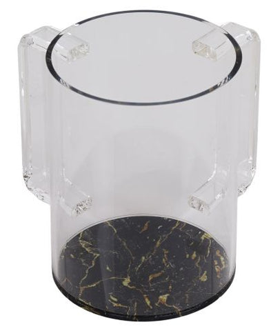 Black and Gold Marble with Clear Handles Lucite Washing Cup